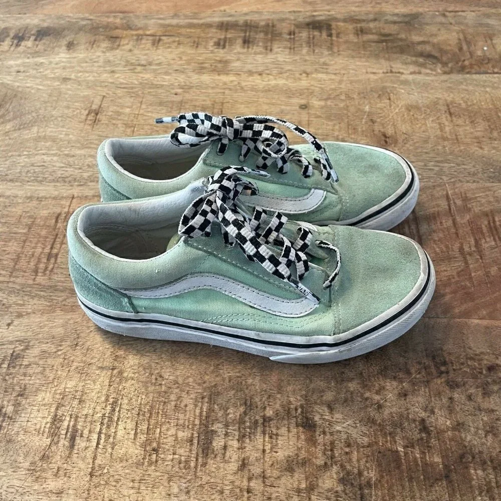 Vans Old Skool Green White Suede/Canvas Sneakers 1
